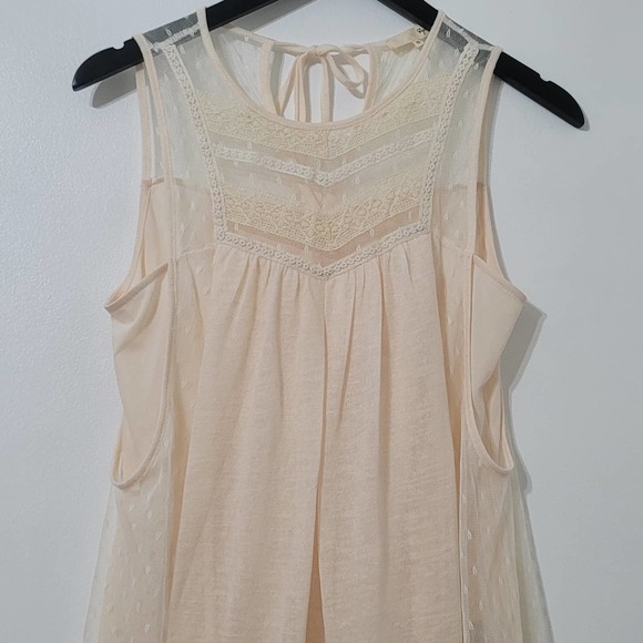 Ryu Top Small‎ Cream Lace Knit Sleeveless Tank Boho Peasant Flowy Hi Low Hem Y2K - Picture 4 of 10